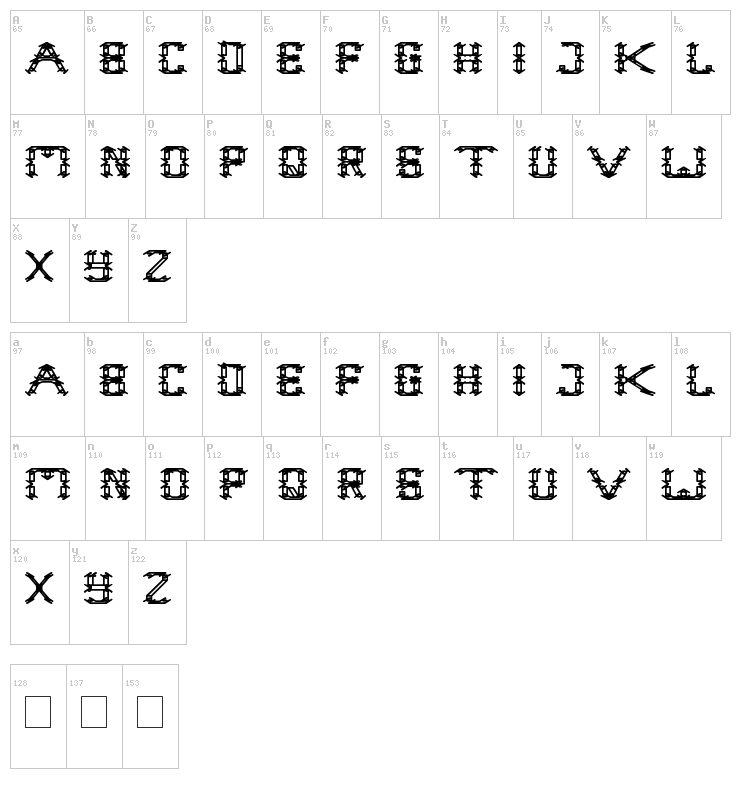 Frame Work font map